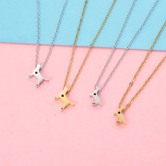 Wholesale Jewelry Cute Simple Style Dog Heart Shape 304 Stainless Steel 18K Gold Plated Plating Pendant Necklace