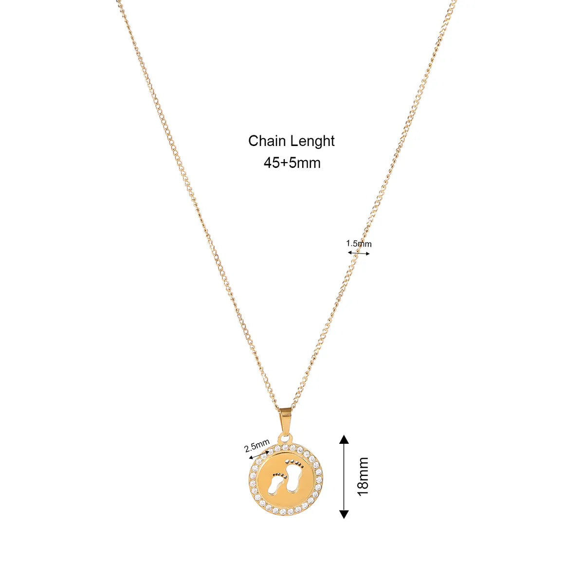 Wholesale Jewelry Cute Simple Style IG Style Round Footprint 304 Stainless Steel Zircon Gold Plated Hollow Out Inlay Pendant Necklace