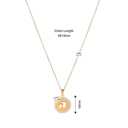 Wholesale Jewelry Cute Simple Style IG Style Round Footprint 304 Stainless Steel Zircon Gold Plated Hollow Out Inlay Pendant Necklace