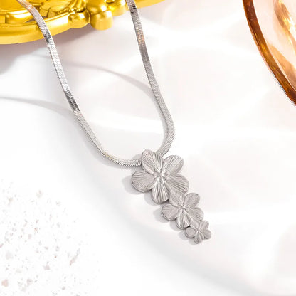 Wholesale Jewelry Cute Simple Style Roman Style Flower 304 Stainless Steel 18K Gold Plated Earrings Necklace