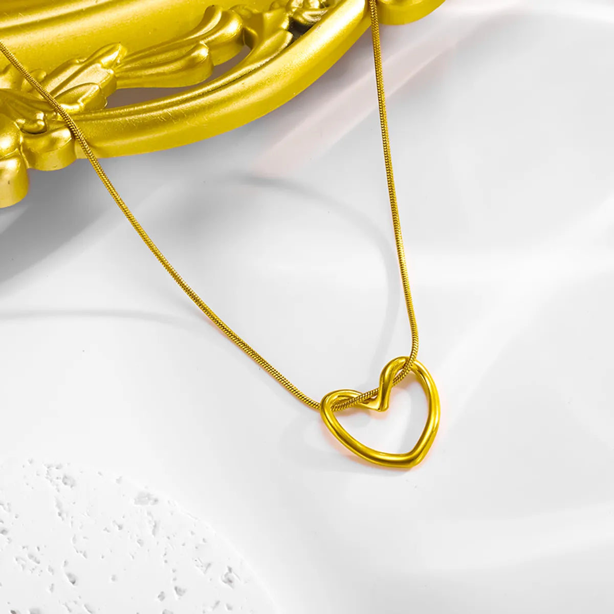 Wholesale Jewelry Cute Simple Style Roman Style Heart Shape 304 Stainless Steel 18K Gold Plated Earrings Necklace