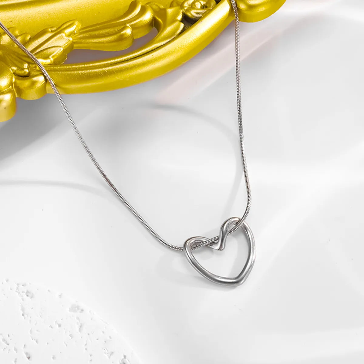 Wholesale Jewelry Cute Simple Style Roman Style Heart Shape 304 Stainless Steel 18K Gold Plated Earrings Necklace