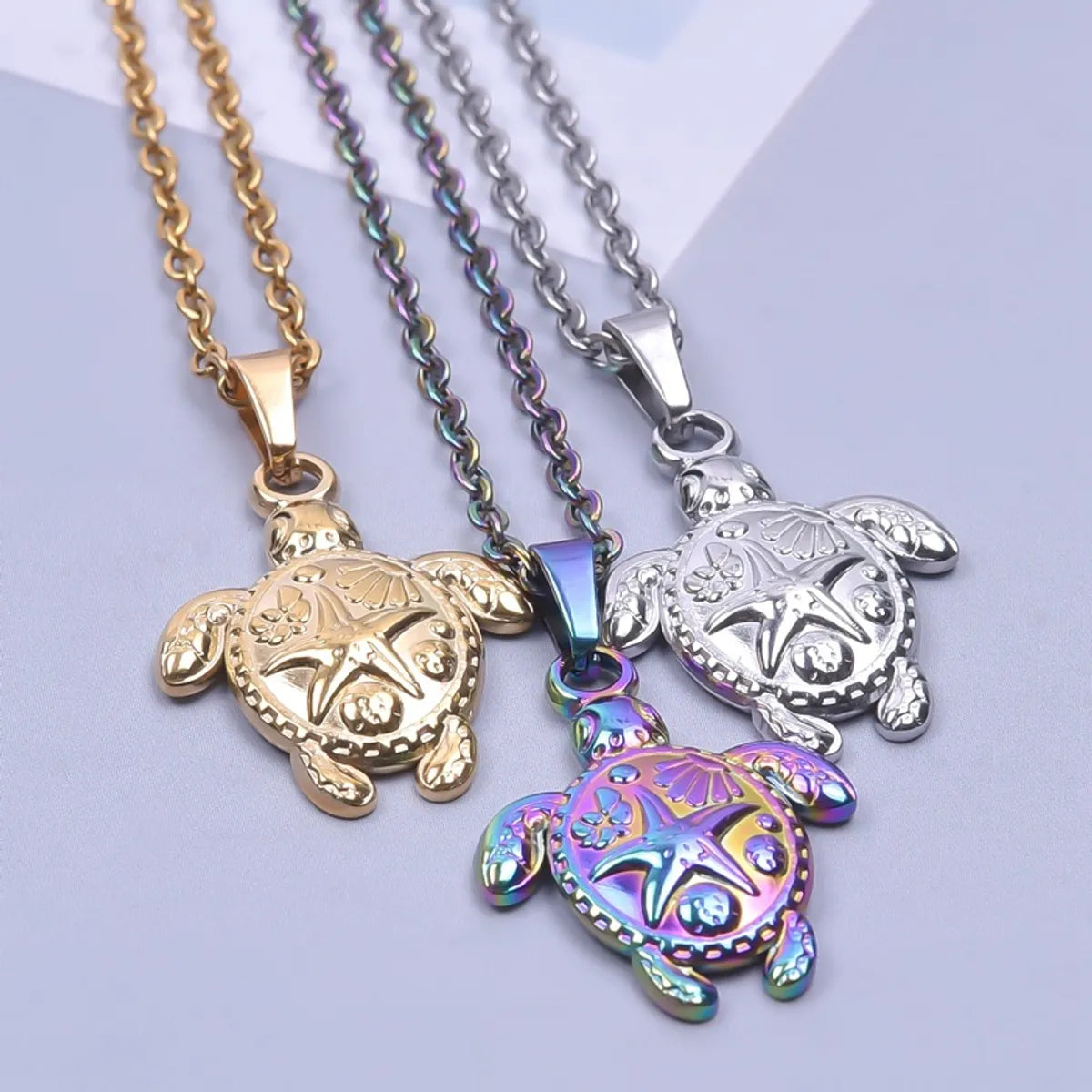 Wholesale Jewelry Cute Simple Style Tortoise 304 Stainless Steel 18K Gold Plated Pendant Necklace Necklace Pendant