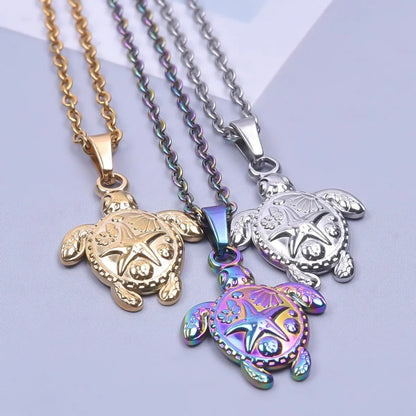 Wholesale Jewelry Cute Simple Style Tortoise 304 Stainless Steel 18K Gold Plated Pendant Necklace Necklace Pendant