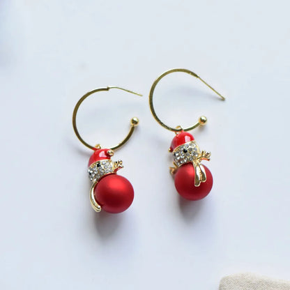 Wholesale Jewelry Cute Snowman Alloy Artificial Diamond Inlay Drop Earrings