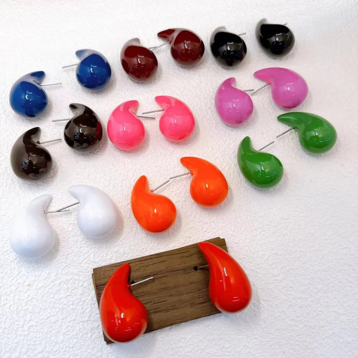 Wholesale Jewelry Cute Solid Color Arylic Enamel Stoving Varnish Ear Studs