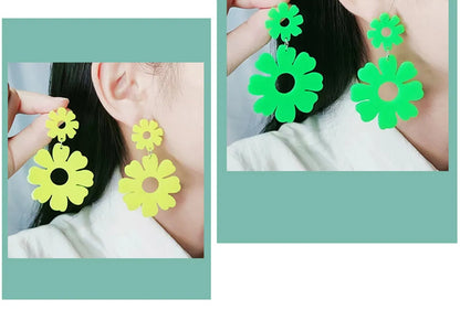 Wholesale Jewelry Cute Solid Color Flower Arylic Spray Paint Drop Earrings