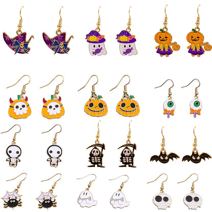 Wholesale Jewelry Cute Spider Alloy Enamel Drop Earrings