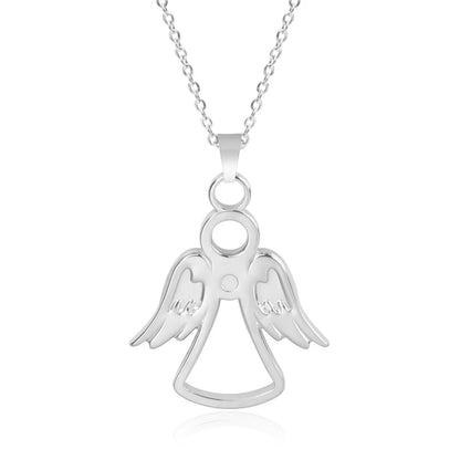 Wholesale Jewelry Cute Sweet Angel 304 Stainless Steel 18K Gold Plated Hollow Out Pendant Necklace