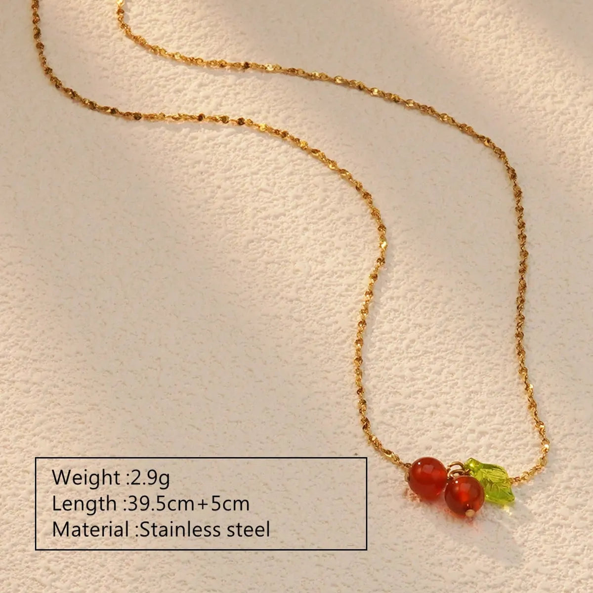 Wholesale Jewelry Cute Sweet Cherry Fruit 304 Stainless Steel 18K Gold Plated Plating Earrings Necklace Jewelry Set