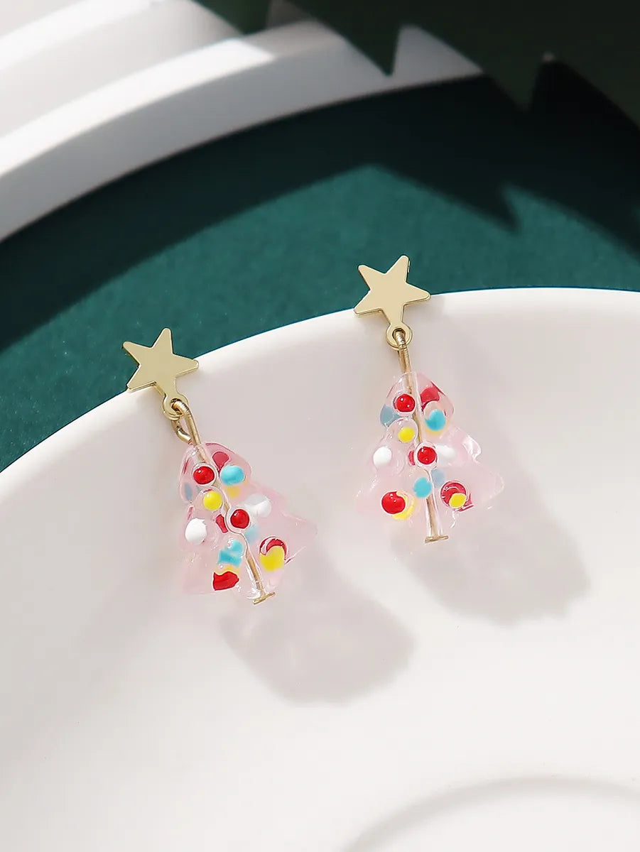 Wholesale Jewelry Cute Sweet Christmas Tree Glass Enamel Drop Earrings