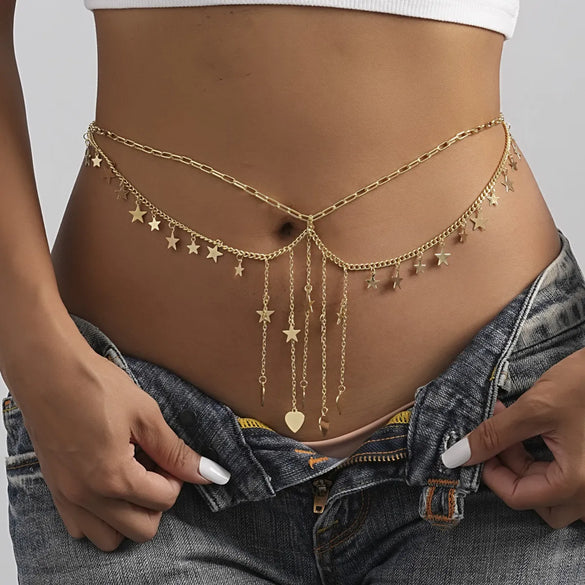Wholesale Jewelry Cute Sweet Simple Style Asymmetrical Natural Stone Copper Waist Chain