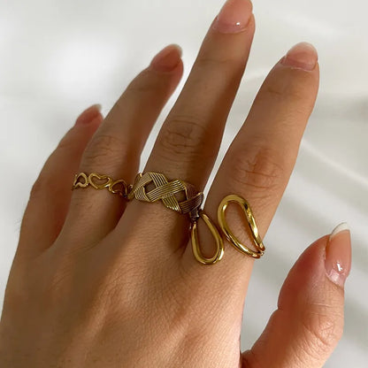 Wholesale Jewelry Cute Sweet Solid Color 316L Stainless Steel  18K Gold Plated Irregular Open Rings