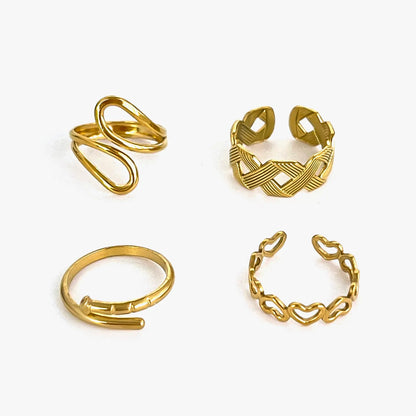 Wholesale Jewelry Cute Sweet Solid Color 316L Stainless Steel  18K Gold Plated Irregular Open Rings