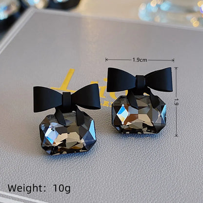 Wholesale Jewelry Cute Sweet Solid Color Bow Knot Metal Stoving Varnish Ear Studs