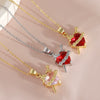 Wholesale Jewelry Dark Ins Love Rose Copper O Word Chain Sacred Heart Cross Pendant Diamondencrusted Fashion Crystal Necklace For Women