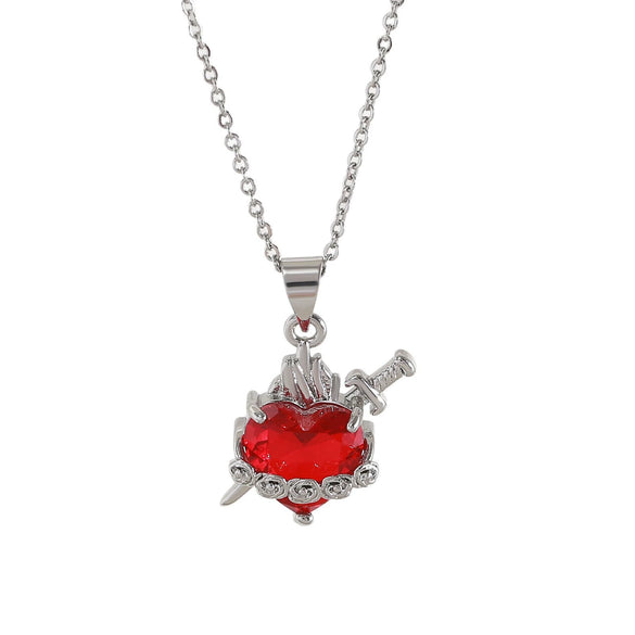Wholesale Jewelry Dark Ins Love Rose Copper O Word Chain Sacred Heart Cross Pendant Diamondencrusted Fashion Crystal Necklace For Women