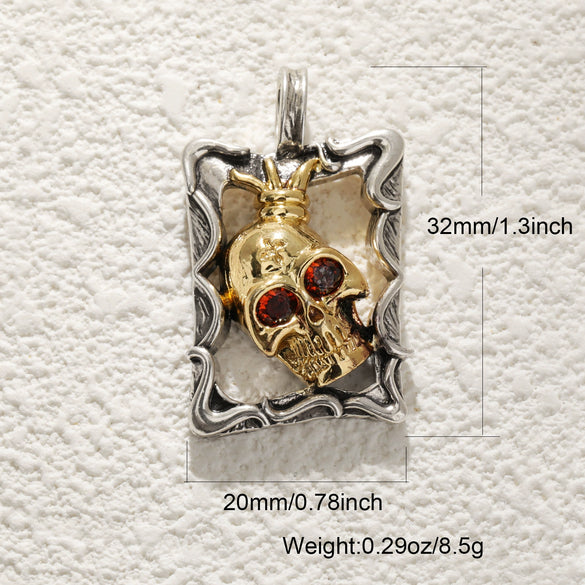 Wholesale Jewelry Dark Style Copper Goldplated Skull Crown Pumpkin Pendant Necklace With Zirconia Design