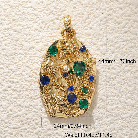 Wholesale Jewelry Dark Style Copper Goldplated Skull Crown Pumpkin Pendant Necklace With Zirconia Design