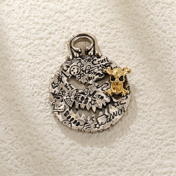 Wholesale Jewelry Dark Style Copper Goldplated Skull Crown Pumpkin Pendant Necklace With Zirconia Design
