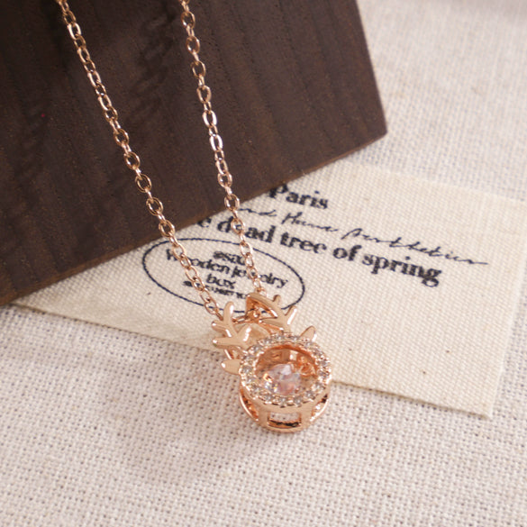 Wholesale Jewelry Deer Antler Titanium Steel And Copper Real Gold Plated Necklace Sweet Animal Style Fashion Accessories