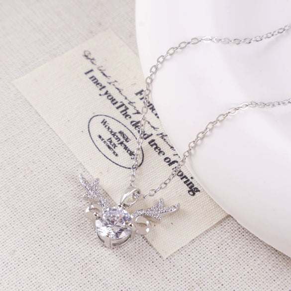 Wholesale Jewelry Deer Antler Titanium Steel And Copper Real Gold Plated Necklace Sweet Animal Style Fashion Accessories