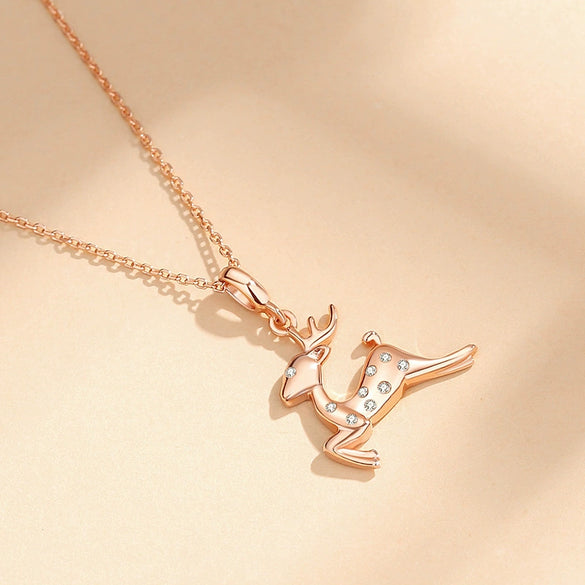 Wholesale Jewelry Deer Shape 925 Silver Necklace With Geometric Pattern For Women