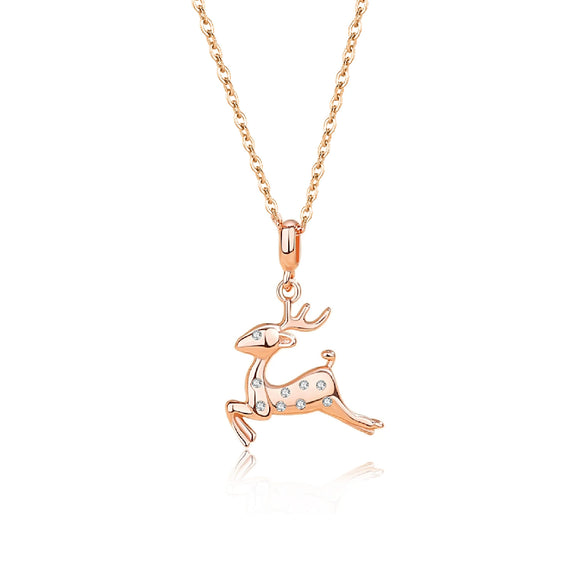 Wholesale Jewelry Deer Shape 925 Silver Necklace With Geometric Pattern For Women