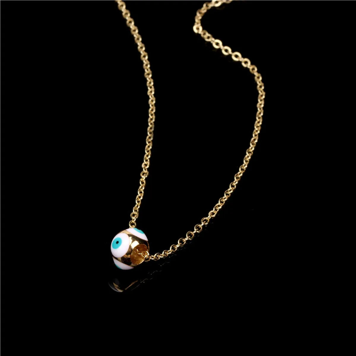 New Copper Dripping Oil Eye Pendant Female Gold-plated Necklace Turkish Devil Eye Necklace Cross-border Wholesale