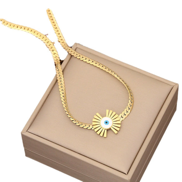 Wholesale Jewelry Devil's Eye Stainless Steel Clavicle Chain Necklace With Electroplating For Women