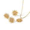 Wholesale Jewelry Diamond Sunflower Necklace Open Ring Earrings For Women Titanium Steel Stainless Steel Electroplated Flower Shape