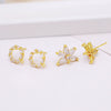Wholesale Jewelry Diy Accessories Copper 925 Silver Needle Set With Diamond Hook Earrings Plated With 18K Real Gold Hanging Earrings Electroplating Flowers Style