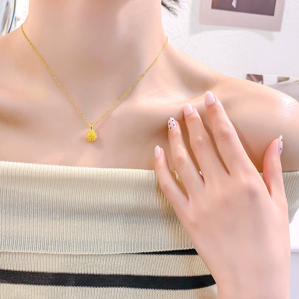 Wholesale Jewelry Durian Shape Titanium Steel And Copper Electroplated Cross Chain Clavicle Necklace For Women
