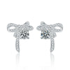 Wholesale Jewelry Earrings Silver Needle Moissanite Bow Microinlay For Girls
