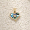 Wholesale Jewelry Elegant Abalone Shellfish Pendant Handmade Inlay Copper Plated Gold Geometric Heart Shape Necklace