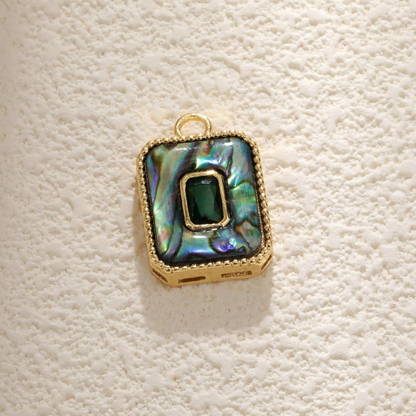 Wholesale Jewelry Elegant Abalone Shellfish Pendant Handmade Inlay Copper Plated Gold Geometric Heart Shape Necklace
