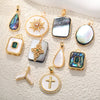 Wholesale Jewelry Elegant Abalone Shellfish Pendant Handmade Inlay Copper Plated Gold Geometric Heart Shape Necklace