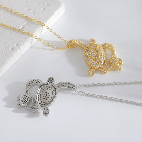 Wholesale Jewelry Elegant Animal Style Copper Turtle Pendant Necklace With Electroplating And O Word Chain