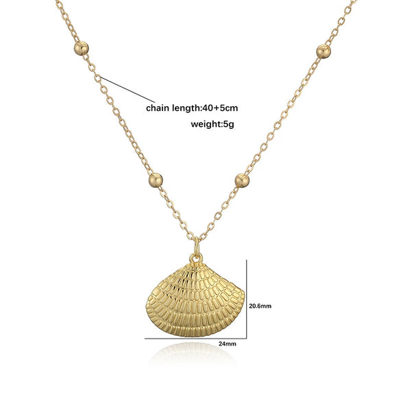 Wholesale Jewelry Elegant Animal Zodiac Copper O Word Chain Starfish Scallop Pearl Clavicle Necklace For Women Electroplated