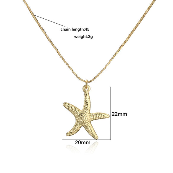 Wholesale Jewelry Elegant Animal Zodiac Copper O Word Chain Starfish Scallop Pearl Clavicle Necklace For Women Electroplated
