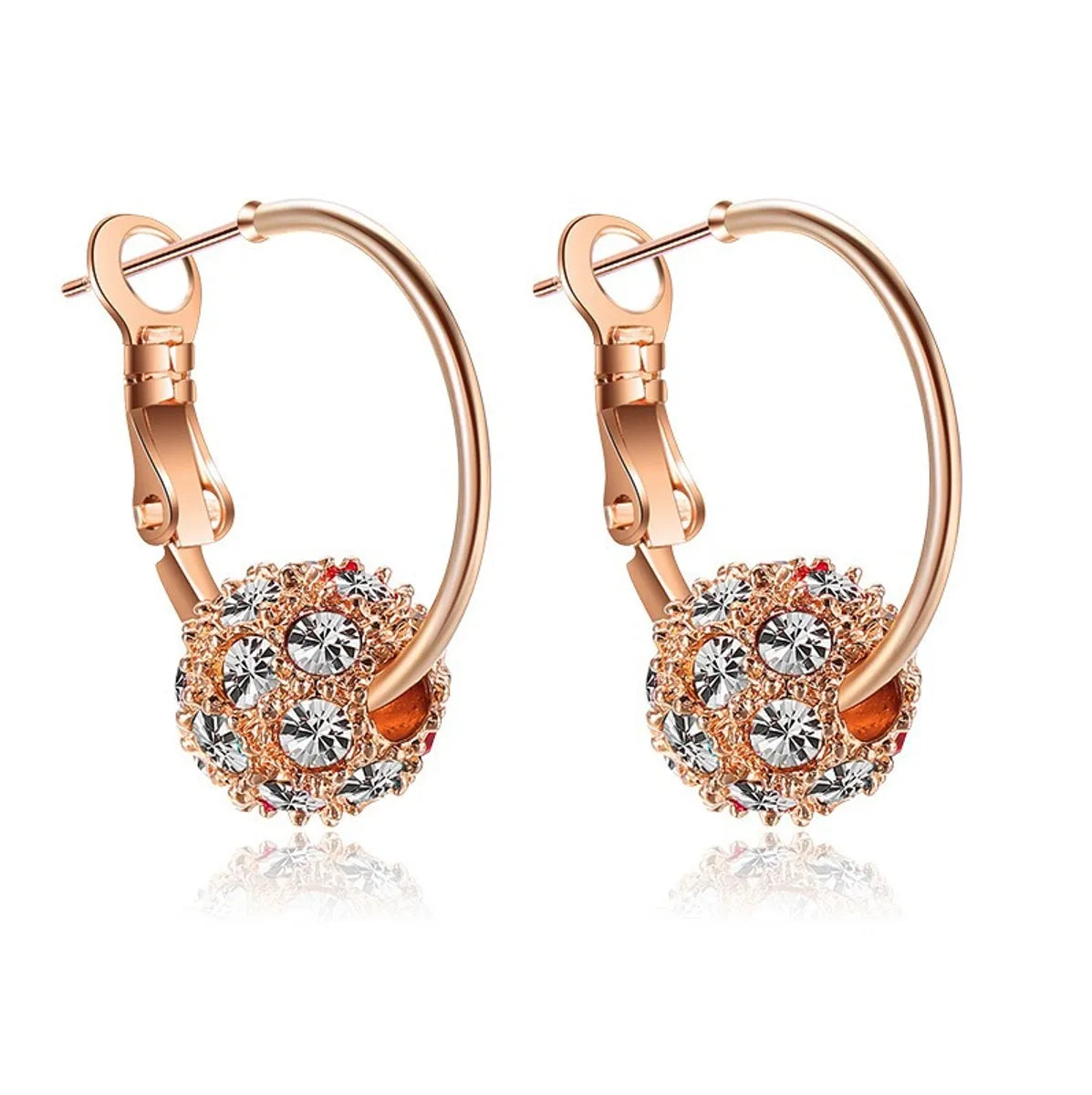 Wholesale Jewelry Elegant Ball Alloy Artificial Gemstones Plating Inlay Hoop Earrings