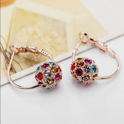 Wholesale Jewelry Elegant Ball Alloy Artificial Gemstones Plating Inlay Hoop Earrings