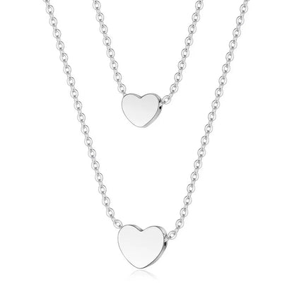 Wholesale Jewelry Elegant Basic Classic Style Heart Shape 201 Stainless Steel Double Layer Necklaces