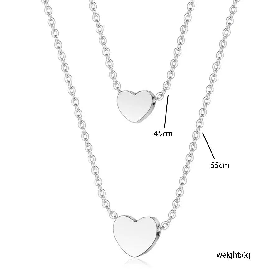 Wholesale Jewelry Elegant Basic Classic Style Heart Shape 201 Stainless Steel Double Layer Necklaces