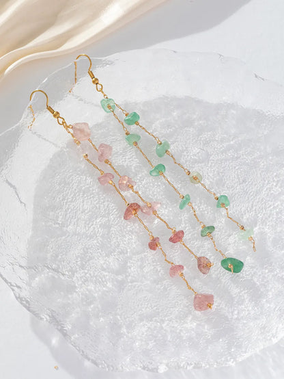 Wholesale Jewelry Elegant Basic Stone Artificial Gemstones Alloy Tassel Drop Earrings