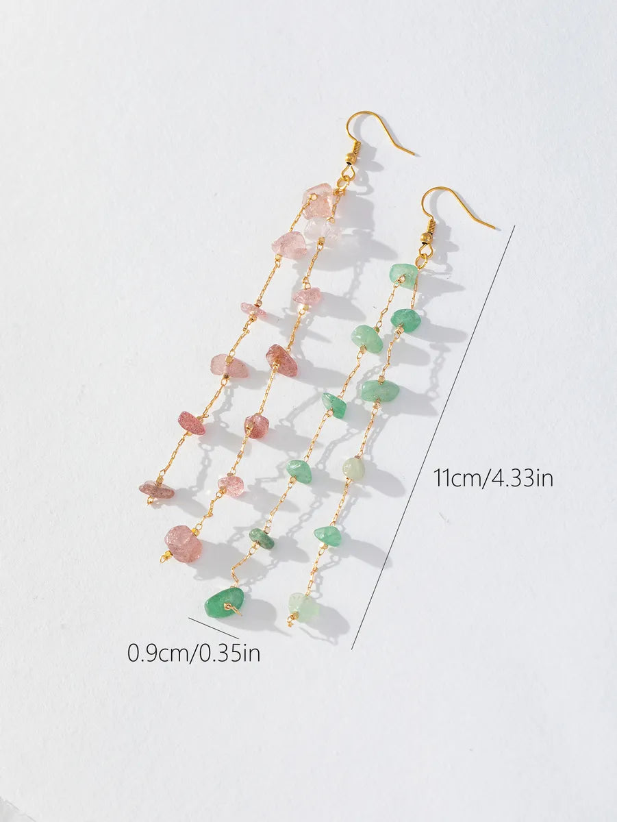 Wholesale Jewelry Elegant Basic Stone Artificial Gemstones Alloy Tassel Drop Earrings