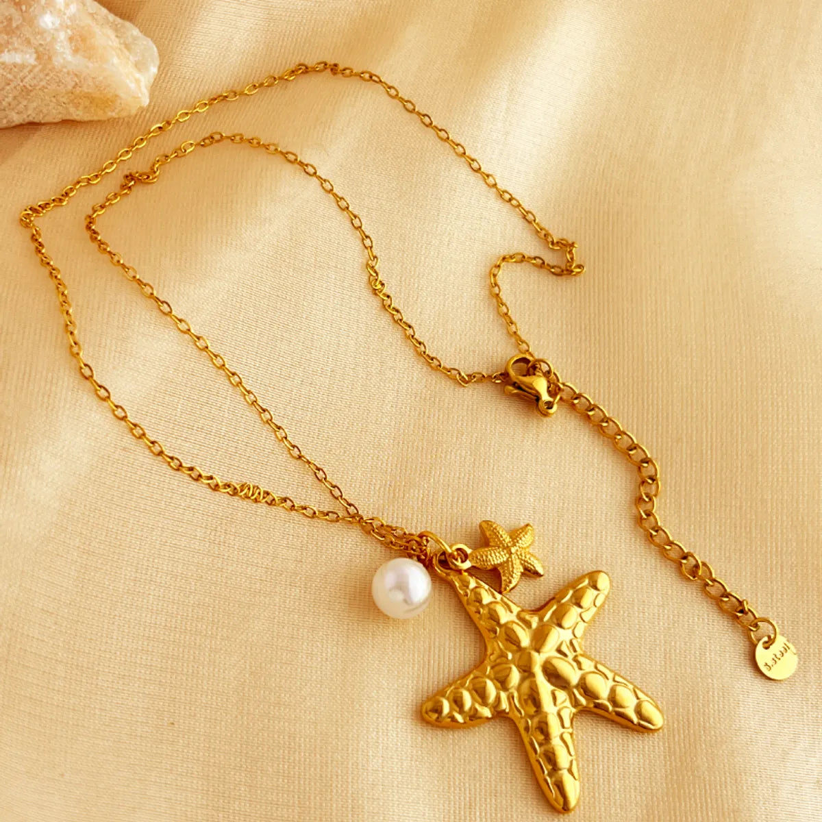 Wholesale Jewelry Elegant Beach Starfish Shell 304 Stainless Steel 18K Gold Plated Plating Pendant Necklace