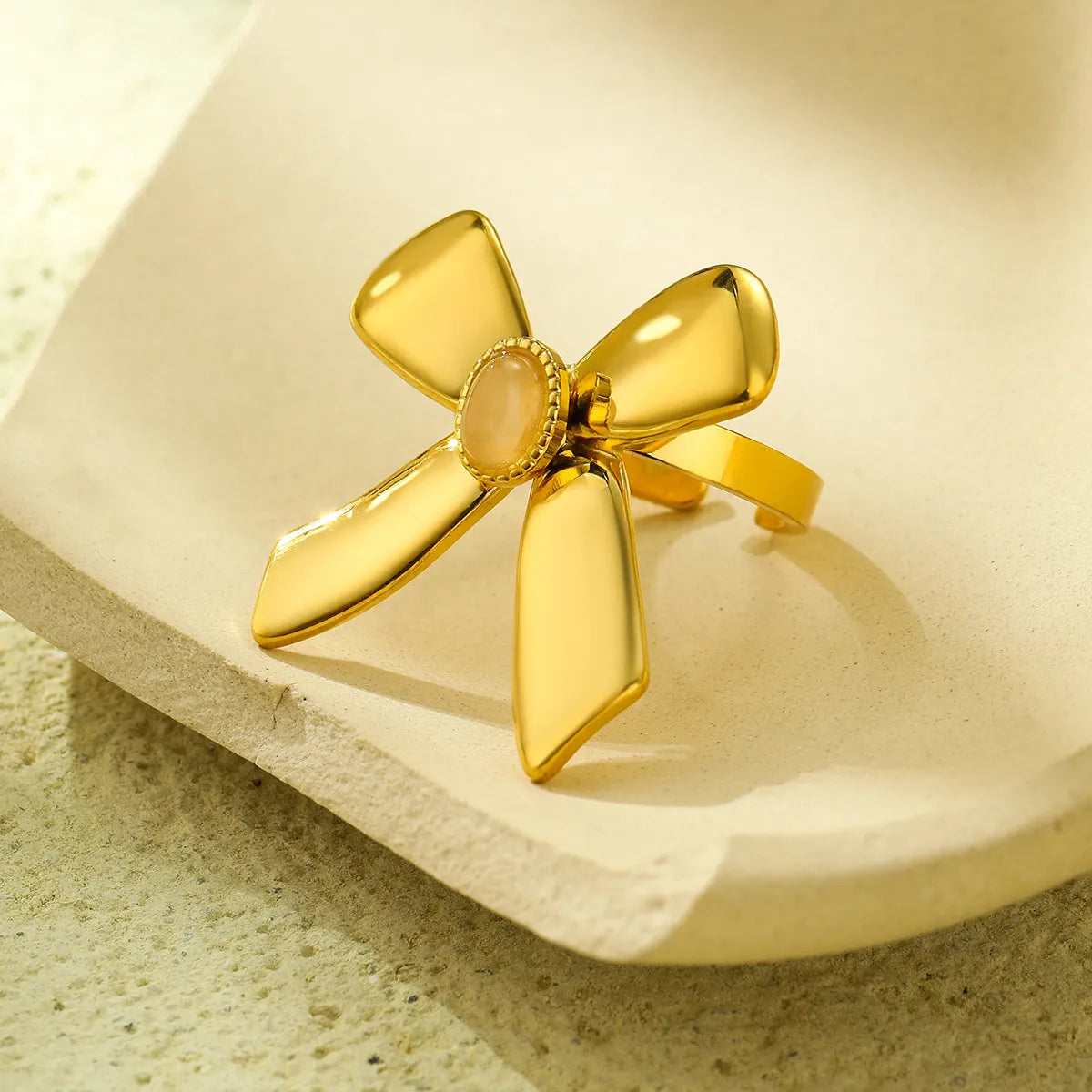 Wholesale Jewelry Elegant Bow Knot 304 Stainless Steel Open Rings