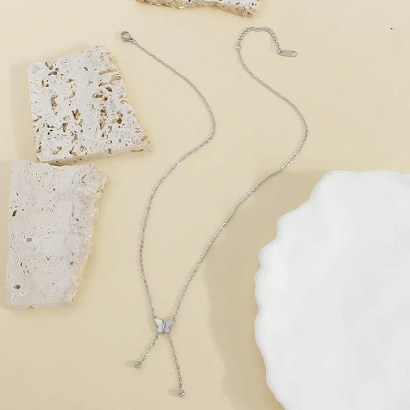 Wholesale Jewelry Elegant Butterfly 304 Stainless Steel Pendant Necklace