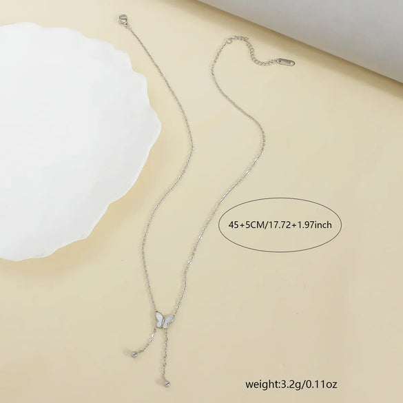 Wholesale Jewelry Elegant Butterfly 304 Stainless Steel Pendant Necklace